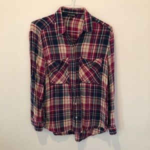 Express Blue Pink Plaid Shirt Sz Medium